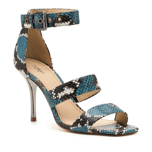 Botkier Lorri Ankle Strap Sandal In Blue Snake Print Leather Size 9 - Picture 2 of 11